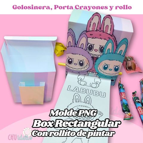 Box rectangular con rollito para pintar y espacio para crayones