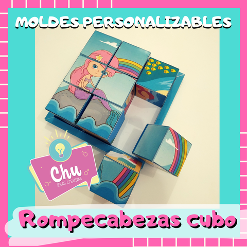 ROMPECABEZAS CUBOS + BASE MOLDES PNG PERSONALIZABLE