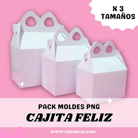 Cajita feliz Pack 3 tamaños Moldes PNG