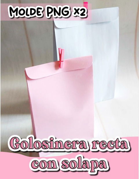 Golosinera recta con solapa x2 tamaños Moldes Png