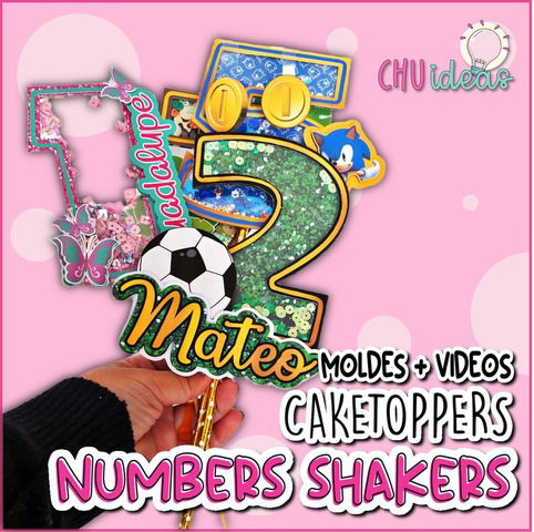 NUMEROS SHAKERS CAKETOPPERS MOLDES + VIDEOS 