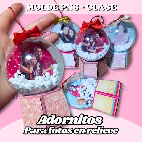 Adornitos esferas para fotos en relieve, moldes + clase