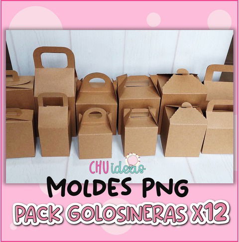 PACK CAJITAS GOLOSINERAS X12 MOLDES PNG