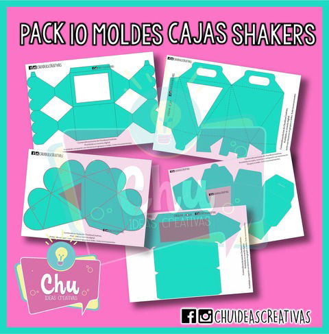 PACK 10 MOLDES CAJITAS SHAKERS PNG