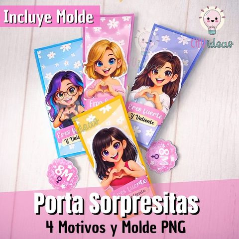 Porta Sorpresitas Imprimible + Molde PNG 1 A4