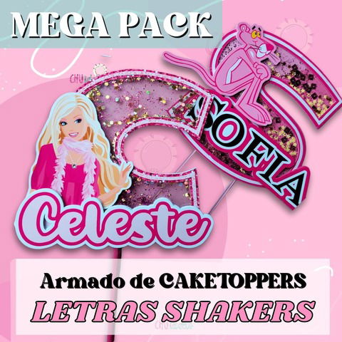 Mega pack Letras Shakers Caketoppers, Moldes Png