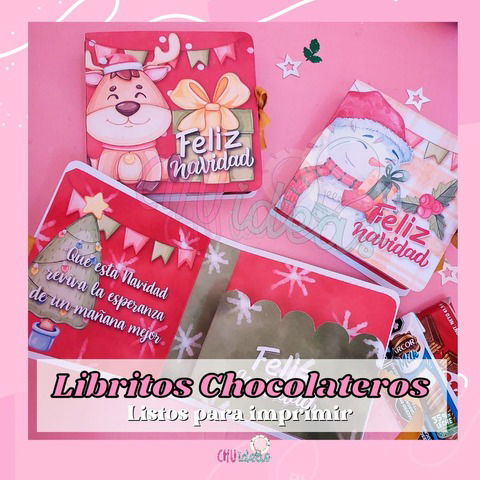 Tarjeta librito chocolatero Navidad listos para imprimir