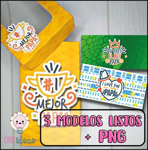 BOX PORTA LATAS 3 MODELOS DIA DEL PADRE + MOLDE EN PNG