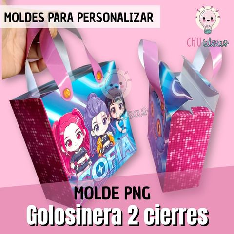 Golosinera carterita cuadrada 2 cierres Molde PNG