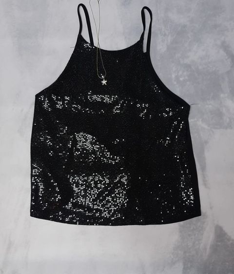 Top Lentejuelas negro