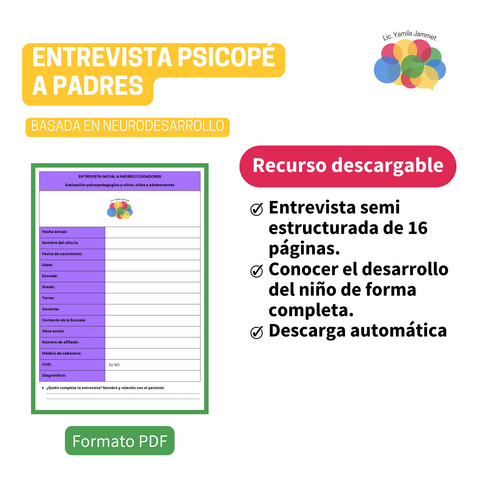 Entrevista psicopedagógica inicial a padres
