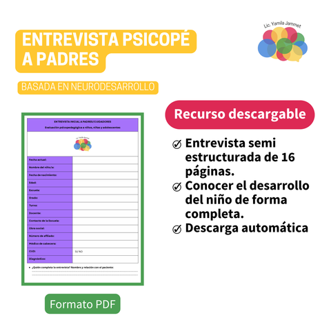 Entrevista psicopedagógica inicial a padres