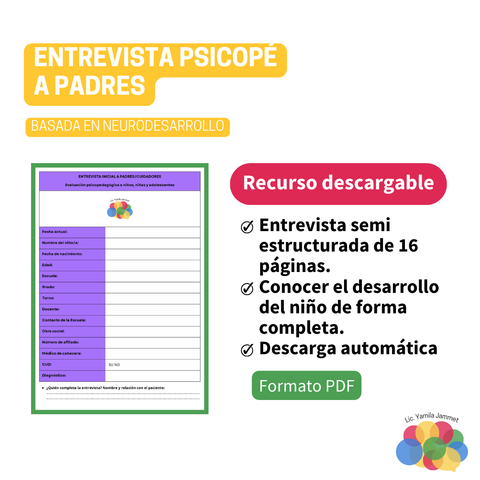 Entrevista psicopedagógica inicial a padres