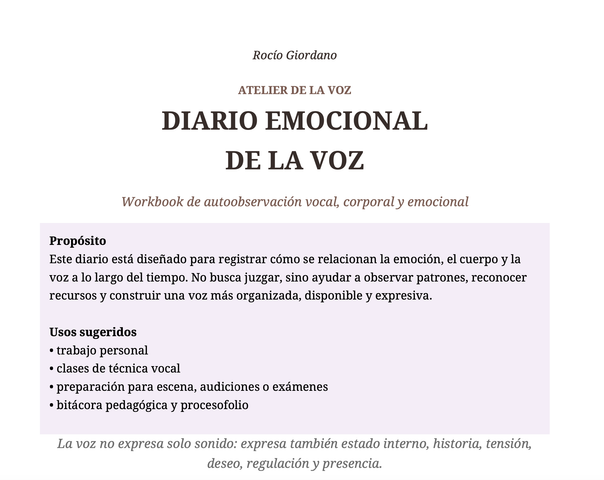Diario emocional de la Voz BY Rocío Giordano