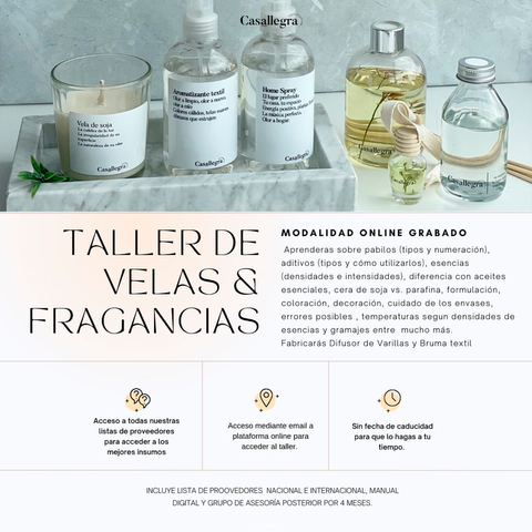 Taller Inicial & Avanzado de Velas de Soja en contenedor & Perfumería - Online grabado