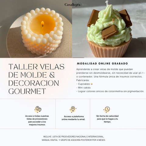 Taller de Velas Molde & Deco Gourmet - Online Grabado 