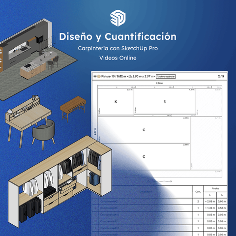 Diseña y Cuantifica Muebles de Carpintería con SketchUp Pro (Videos Online)