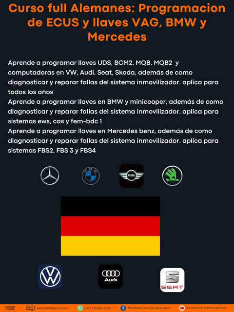 Curso full Alemanes: Programacion de ECUS y llaves VAG, BMW y Mercedes
