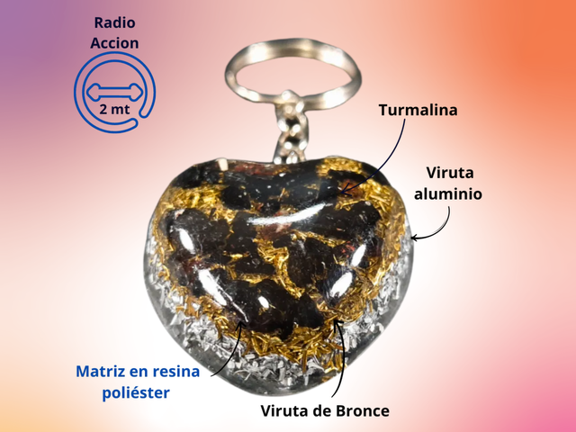 Llavero Corazon Turmalina Negra