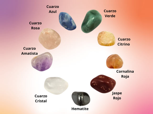 Set 9 gemas roladas para Reiki