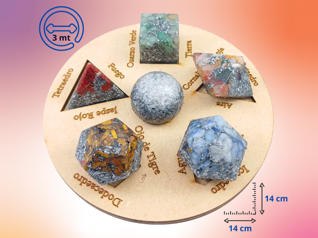 Set Completo Sólidos Platónicos y Esfera con Bandeja