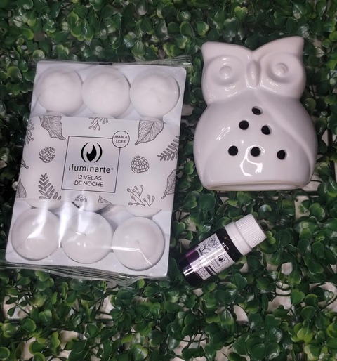 Hornito Buho + Velas + Esencia