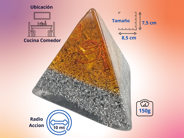 Pirámide Tetraédrica Chica Naranja Cristal de Cuarzo
