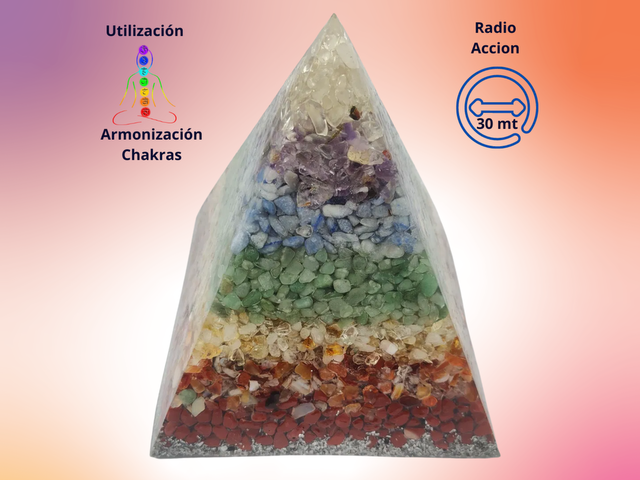 Pirámide Grande con 7 gemas para Chakras