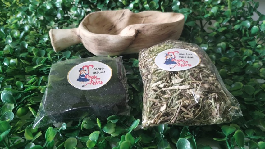 Sahumador Hoja + Carbón + Hierbas Mágicas