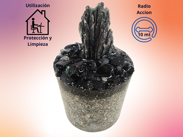 Orgonita con Escoba de Bruja y Turmalina Negra Grande