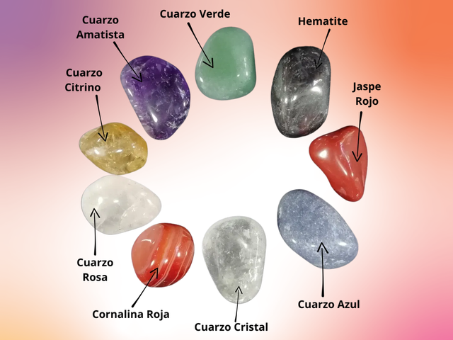 Set 9 gemas roladas para Reiki Grande