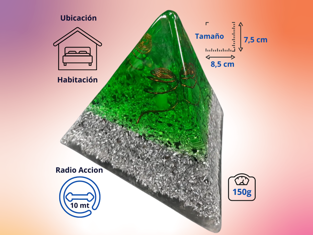 Pirámide Tetraédrica Chica Verde Cristal de Cuarzo