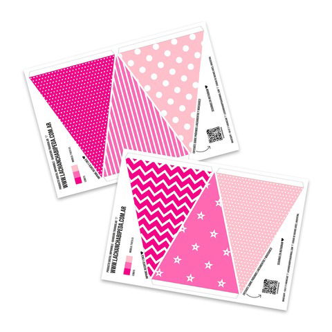 Banderines Imprimibles Fucsia y Rosa Estampados - TT073-S1