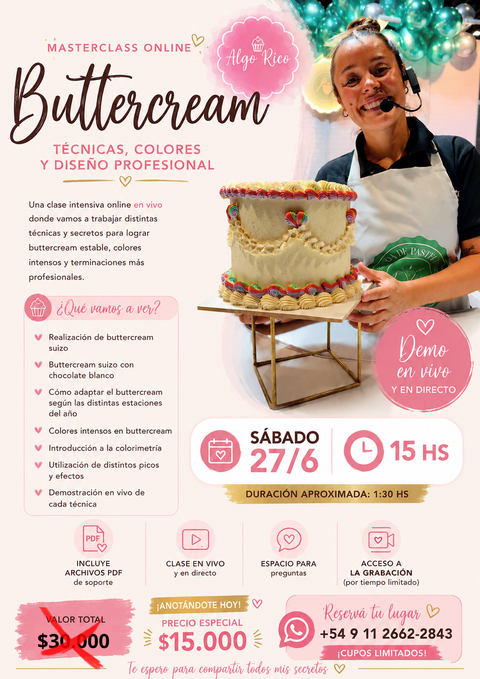 ✨MASTERCLASS DE BUTTERCREAM Y COLORIMETRIA CON ALGO RICO✨