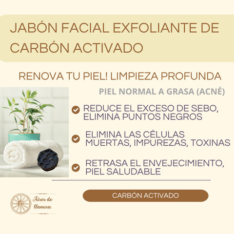 JABÓN FACIAL EXFOLIANTE DE CARBON ACTIVADO