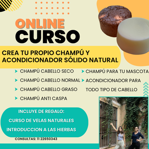  CURSO CHAMPÚ Y ACONDICIONADOR PARA TODO TIPO DE CABELLO. INCLUYE: CURSO DE VELAS, CURSO DE HIERBAS.