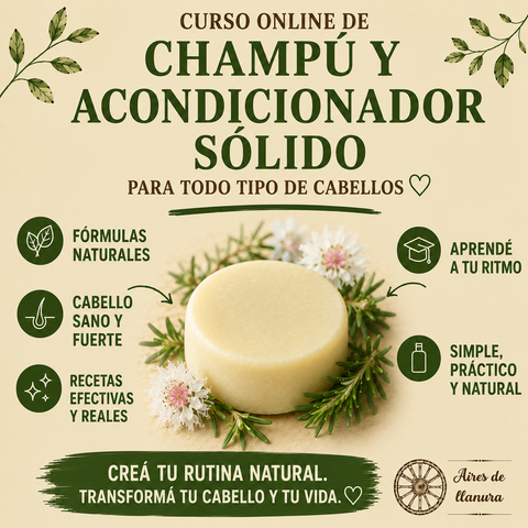 CURSO ONLINE CHAMPÚ Y ACONDICIONADOR PARA TODO TIPO DE CABELLO. INCLUYE: CURSO DE VELAS, CURSO DE HIERBAS.