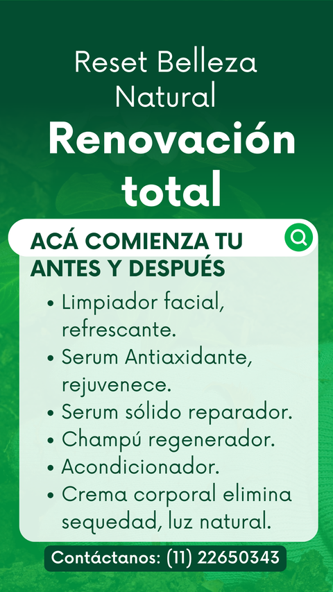 RENOVACIÓN TOTAL- RESET BELLEZA NATURAL. ENVIO GRATIS.
