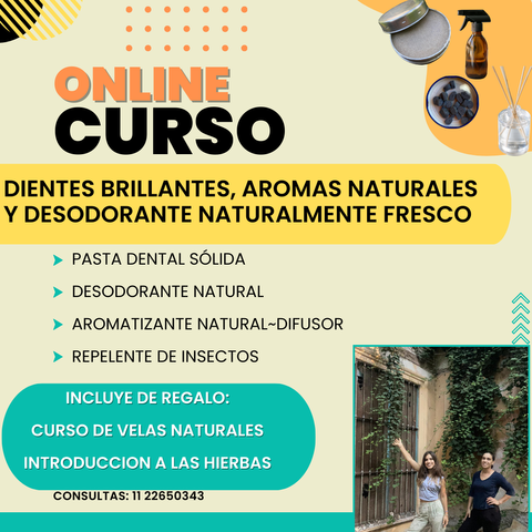 CURSO:CREA TU PASTA DENTAL-DESODORANTE NATURAL-AROMATIZANTE NATURAL-DIFUSOR-REPELENTE DE INSECTOS. INCLUYE CURSO DE VELAS, CURSO DE HIERBAS