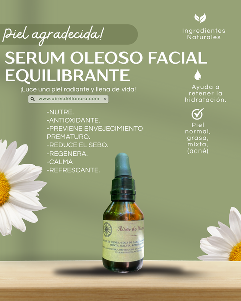 SERUM FACIAL OLEOSO NUTRITIVO, REFRESCANTE, PREVIENE ENVEJECIMIENTO, CALMA, EQULIBRA EL SEBO