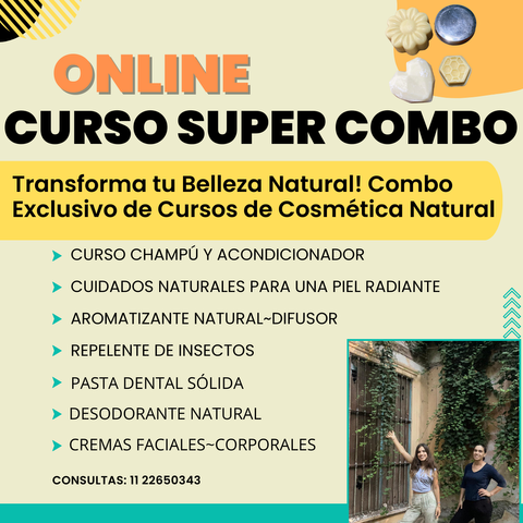 CURSOS~COMBO:CUIDADOS NATURALES+CHAMPÚ Y ACONDICIONADOR+PASTA DENTAL Y DESODORANTE. INCLUYE CURSO DE VELAS, CURSO DE HIERBAS + RECETAS DE REGALO