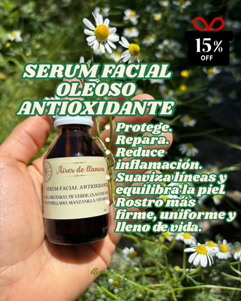 SERUM FACIAL OLEOSO ANTIOXIDANTE, ANTIARRUGAS, PIEL RADIANTE