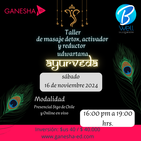 Taller de masaje detox, activador y reductor UDWARTANA AYURVEDA