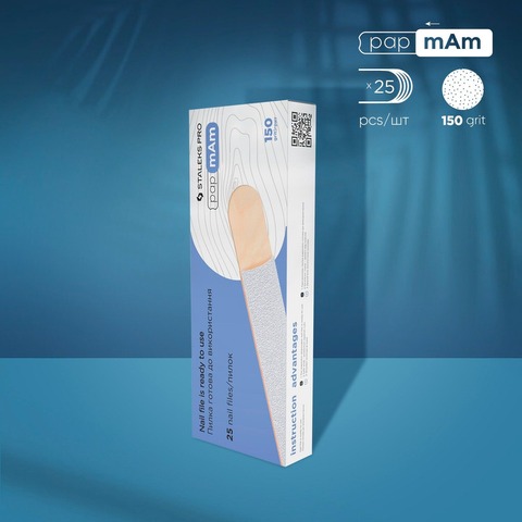 Limas papmAm blancas desechables sobre una base de madera EXPERT 150 grit (25 UNI.)