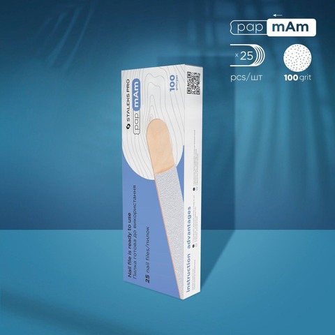 Limas papmAm blancas desechables sobre una base de madera EXPERT 100 grit (25 UNI.)