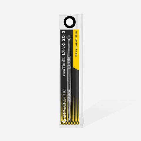 Cuchara de cosmetología de doble cara Staleks Pro Expert 20 tipo 2 (Uno + espumadera redonda 19 agujeros)