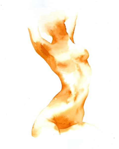 Acuarela Original (estudio). Serie mujeres y cuerpos aguados III