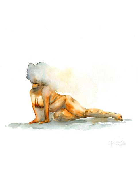 Acuarela Original (estudio). Serie mujeres y cuerpos aguados I