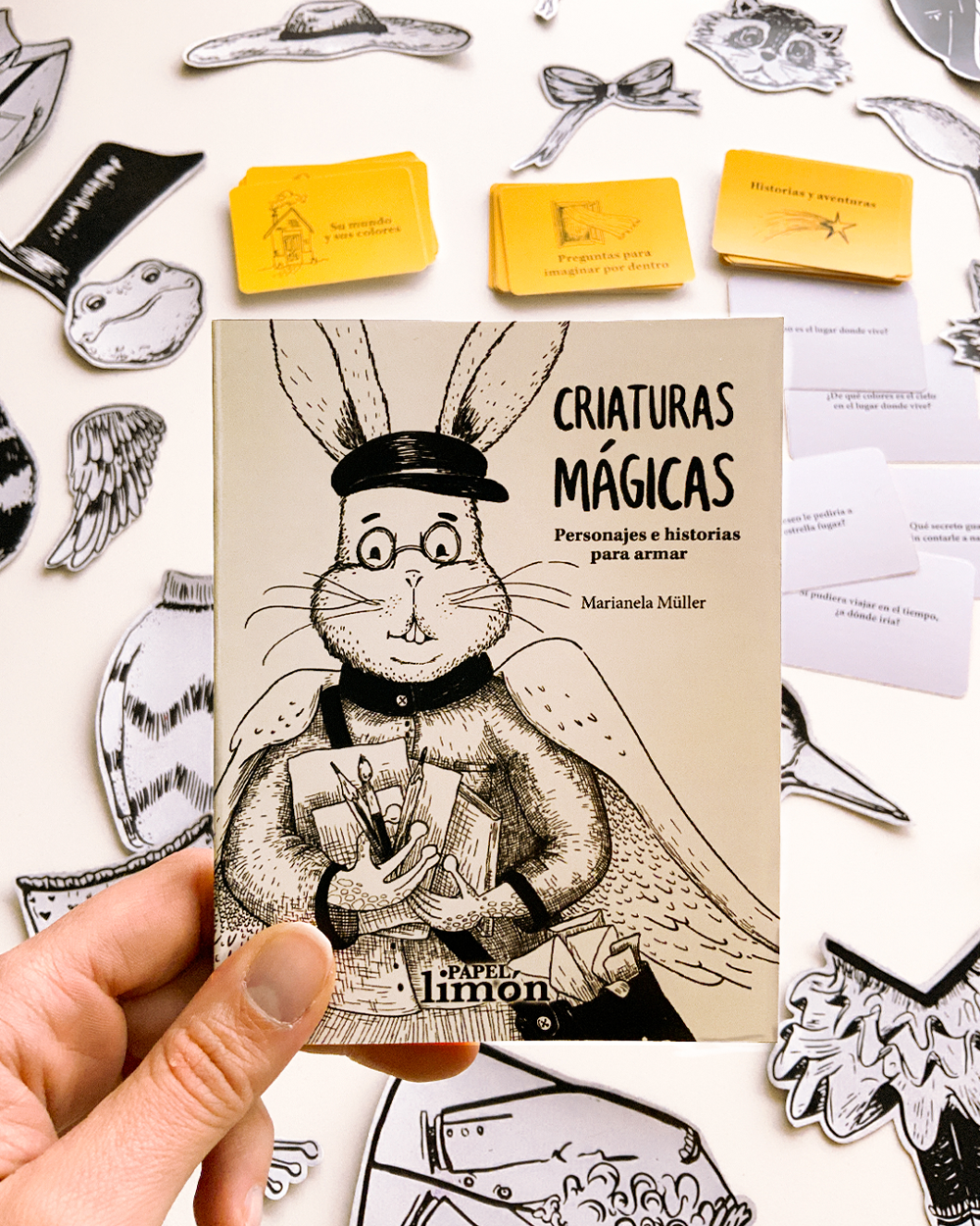 Criaturas mágicas juego ilustrado para crear personajes e historias campaña de preventa