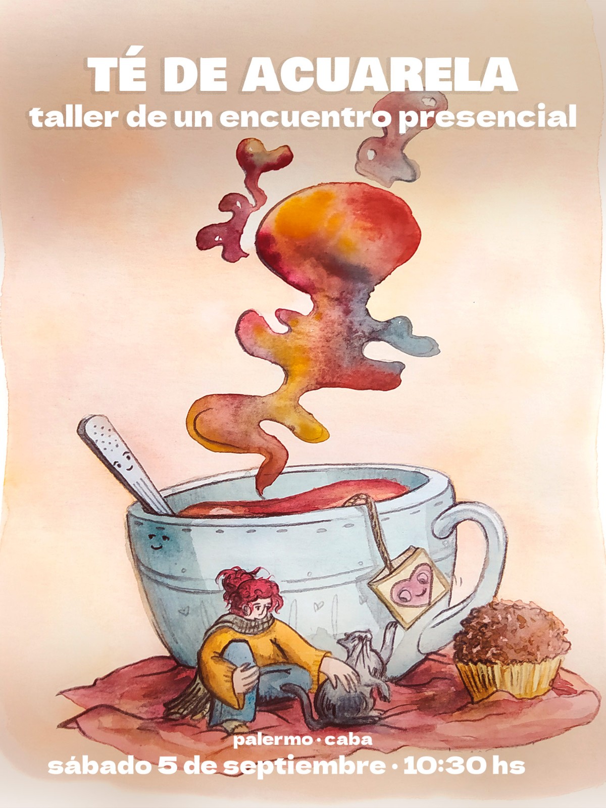 Té de acuarela taller de un encuentro presencial